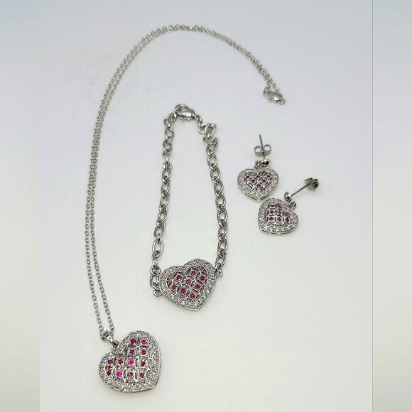 Danbury Mint Daughter matching jewelry set. 4 pieces. Inscribed, rubies - Picture 1 of 10